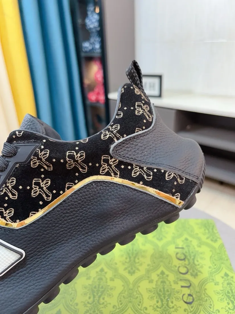Men's shoes 💰560🌹🌹【GUCCI】pop-top casual sneakers with daddy outsole, breathable and comfortable, easy to walk, a versatile style for trendy men, upper with cowhide edged outsole design➕genuine leather lining➕Gucci's popular original outsole, sports and running style, super comfortable. Code number 38-44